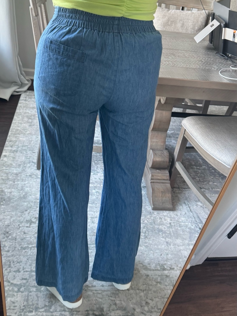 Relaxed Wide-Leg Women’s Faux Jeans - Medium Blue Wash - Picture 8 of 12